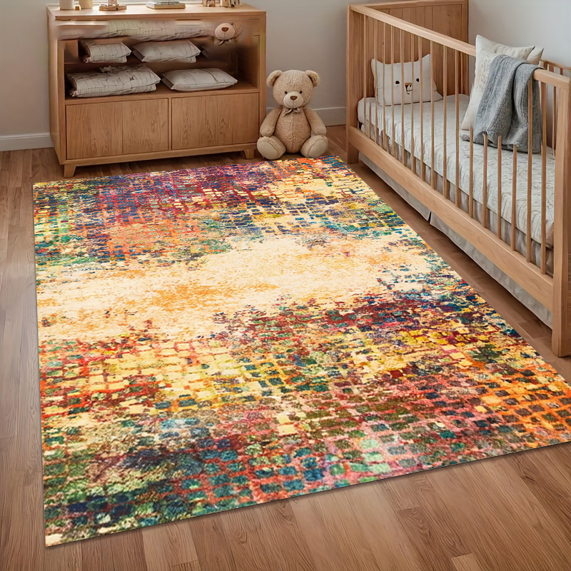 Printed Rug Abstract - Vantage Nursery Rug Rainbow Abstract Grid