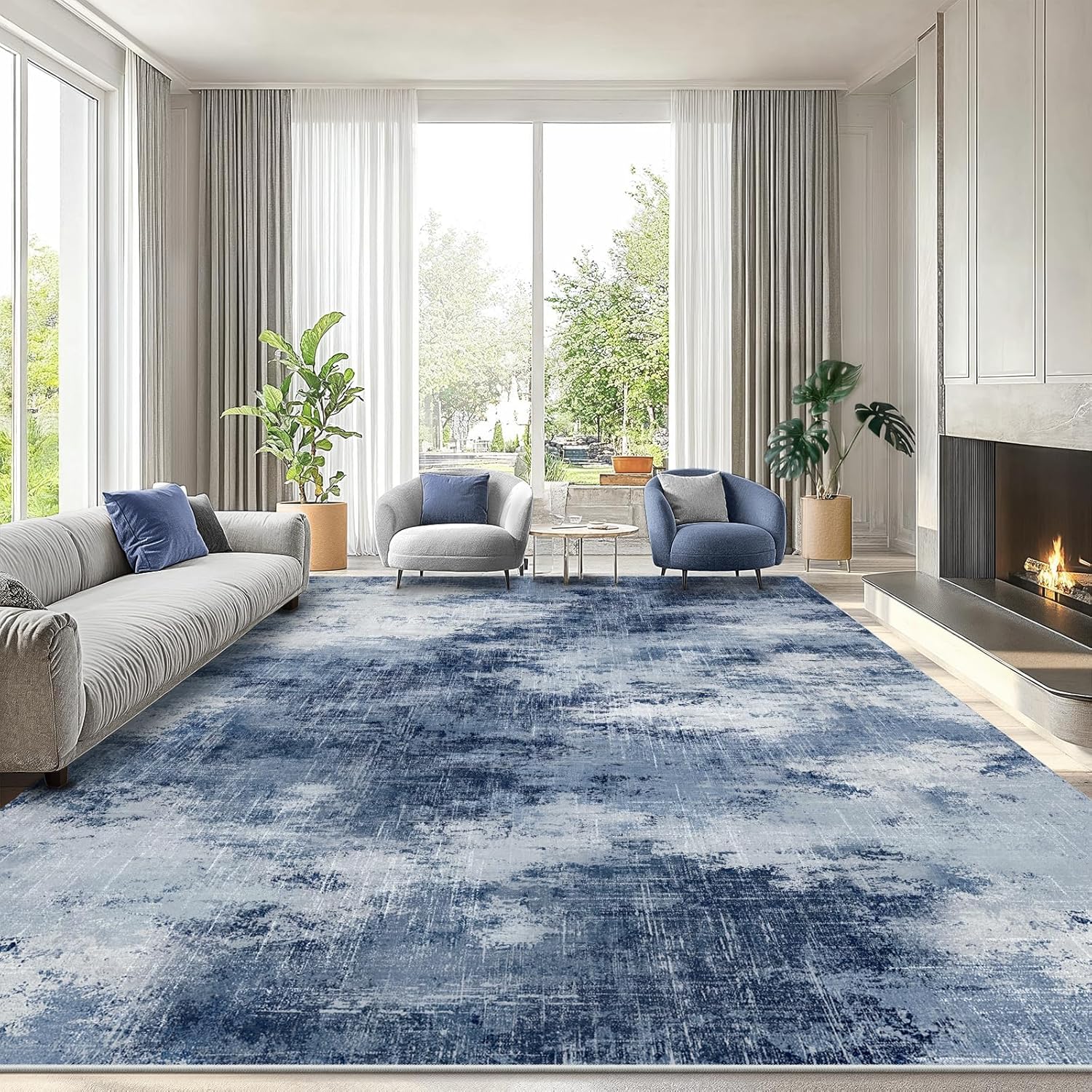 Printed Rug Abstract - 8x10 Washable Area Rug for Living