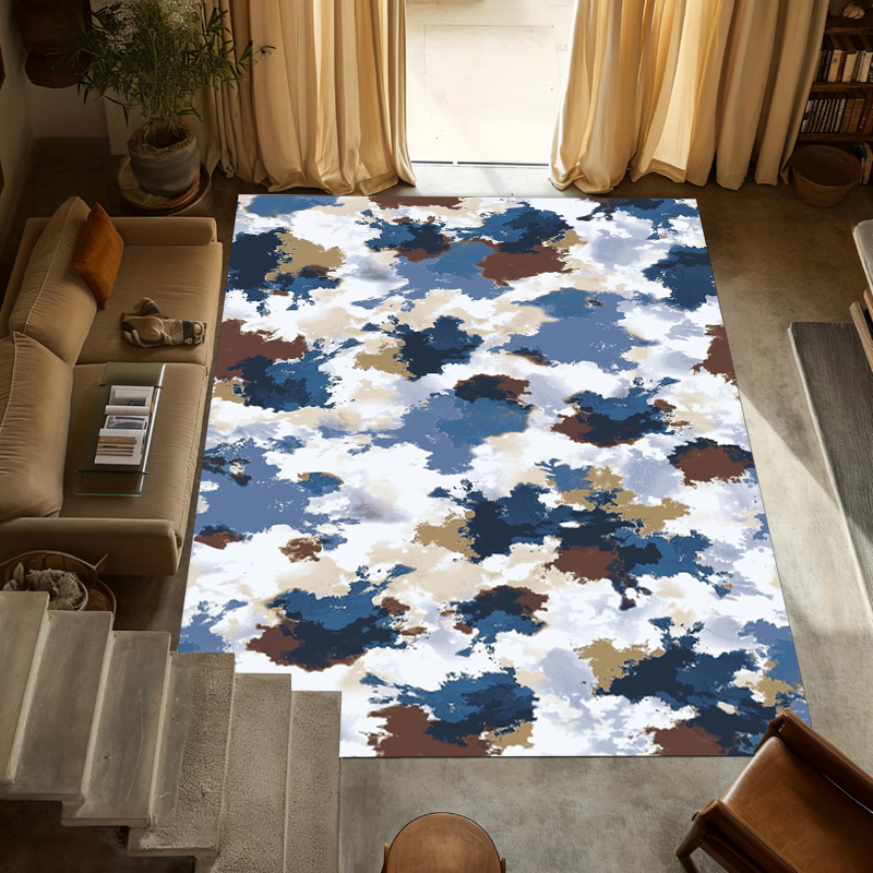 Printed Rug Abstract - Modern Blue Camouflage Area Rug Abstract