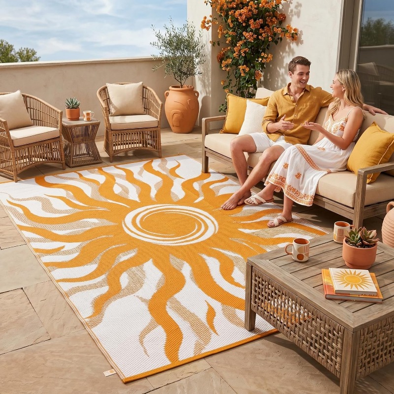 Bohemian Sun Print Outdoor Are - Printed Rug Abstract のレビューと価格