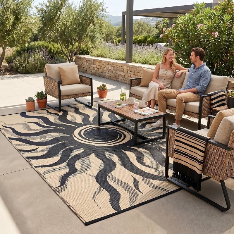 Bohemian Sun Print Outdoor Are - Printed Rug Abstract のレビューと価格