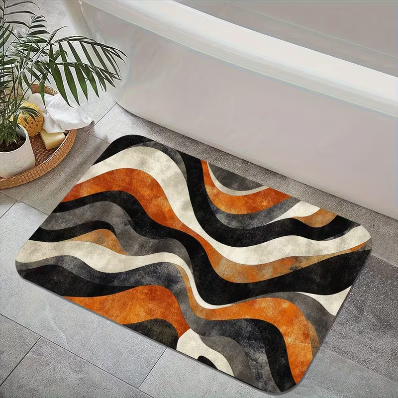 Abstract Wavy Stripe Print Doo - Printed Rug Abstract のレビューと価格