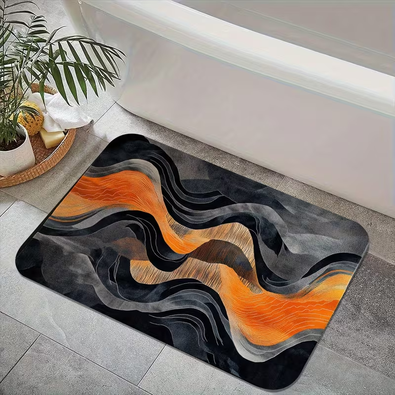 Abstract Wavy Stripe Print Doo - Printed Rug Abstract のレビューと価格