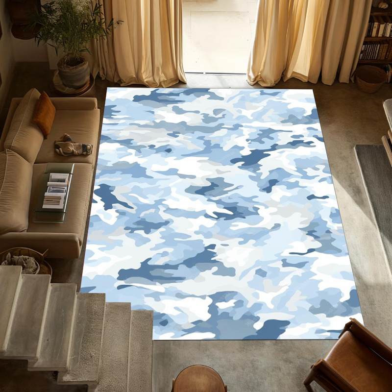 Modern Blue Camouflage Area Ru - Printed Rug Abstract のレビューと価格