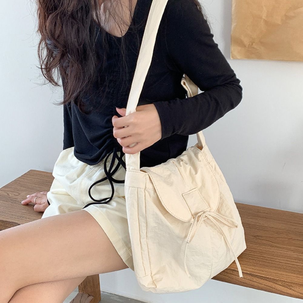 Korean Style Flap Nylon Bow Cr - Interior Design Korean Style のレビューと価格