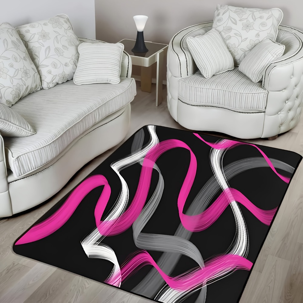 Hot Pink and Gray Black Geomet - Printed Rug Abstract のレビューと価格