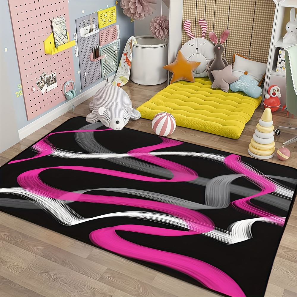 Hot Pink and Gray Black Geomet - Printed Rug Abstract のレビューと価格