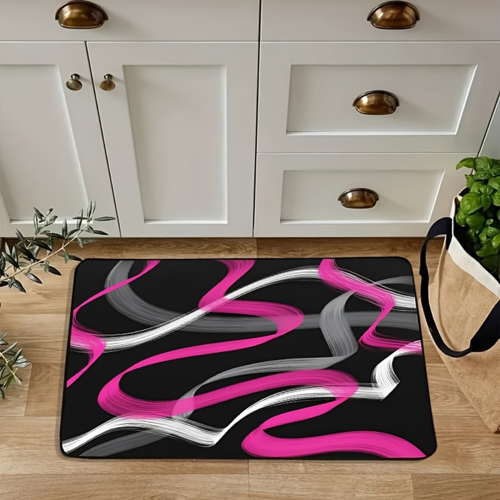 Hot Pink and Gray Black Geomet - Printed Rug Abstract のレビューと価格