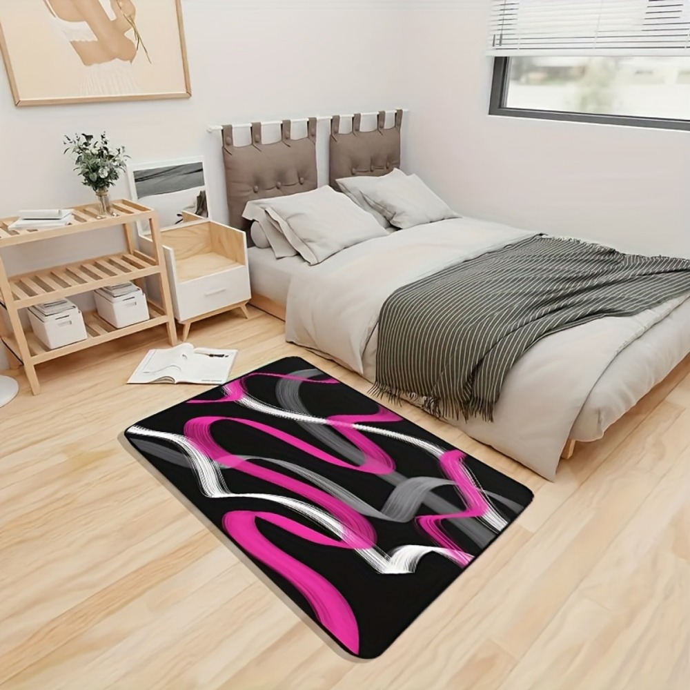Hot Pink and Gray Black Geomet - Printed Rug Abstract のレビューと価格