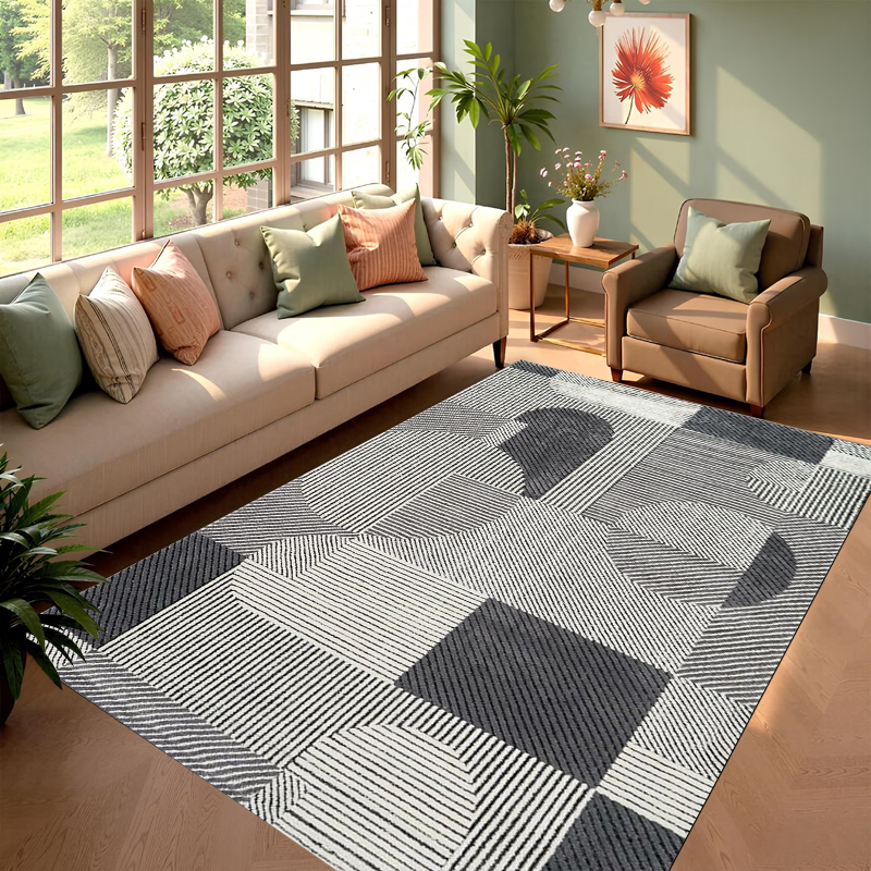 Modern Geometric Area Rug Grey - Printed Rug Abstract のレビューと価格