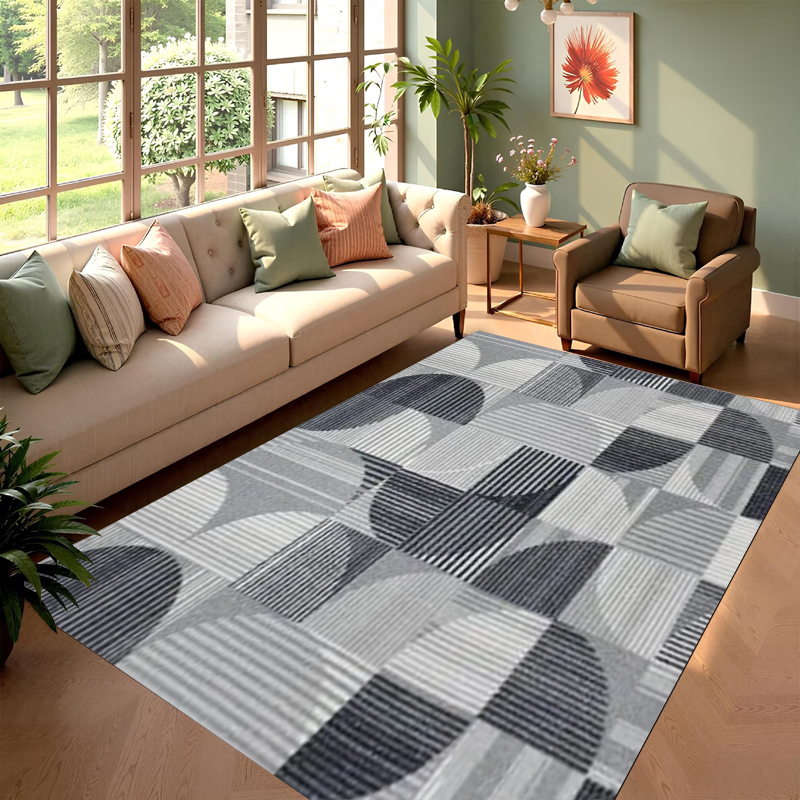 Modern Geometric Area Rug Grey - Printed Rug Abstract のレビューと価格