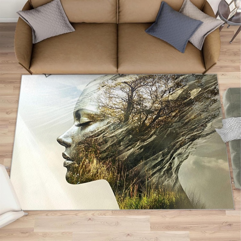 Nature Woman Face Area Rug Abs - Printed Rug Abstract のレビューと価格