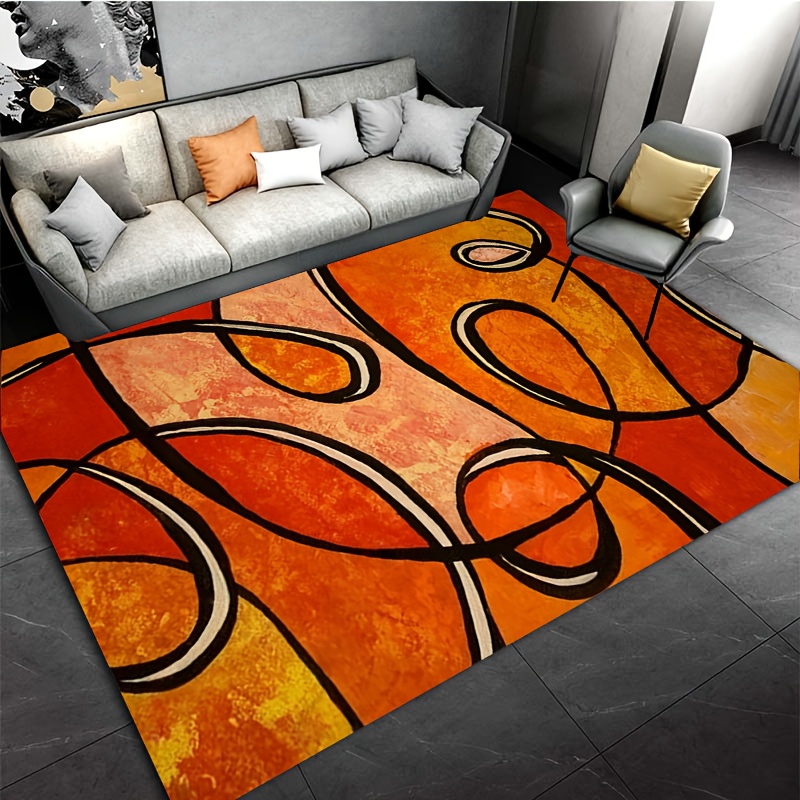 Abstract Orange Geometric Bath - Printed Rug Abstract のレビューと価格