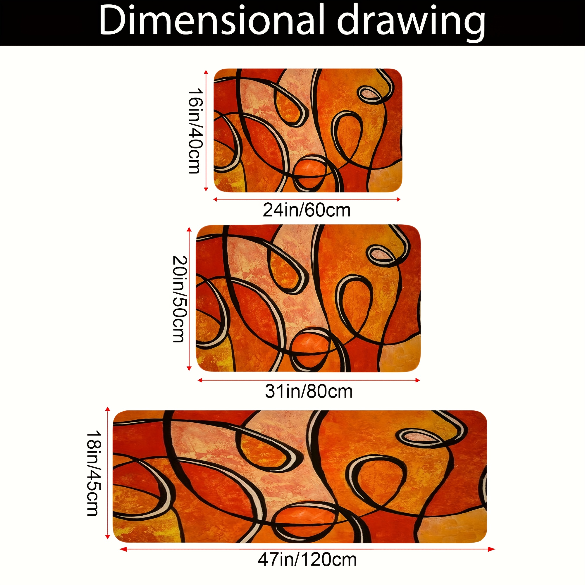 Abstract Orange Geometric Bath - Printed Rug Abstract のレビューと価格